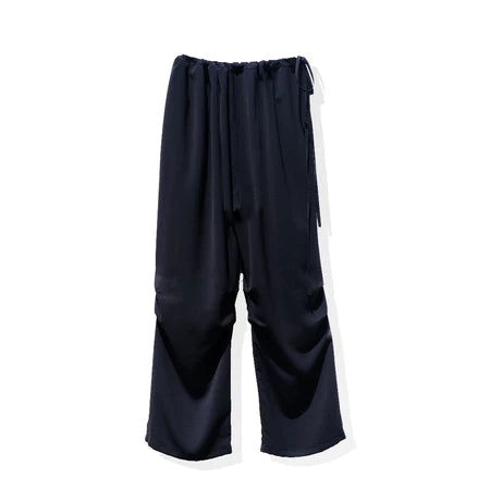 Black drawstring wide-leg pants from Rashawl on a white background