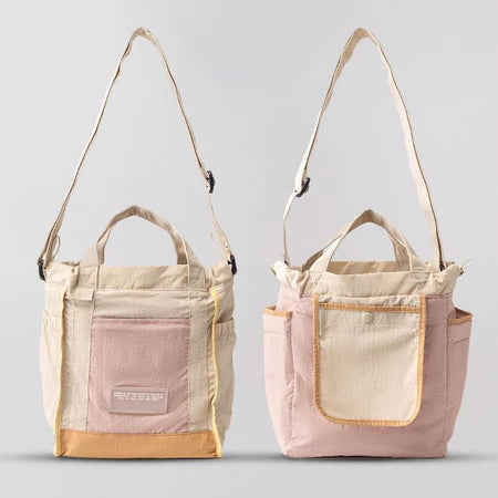 Reversible mini tote bag with different color combinations from Muhajir Project on a white background