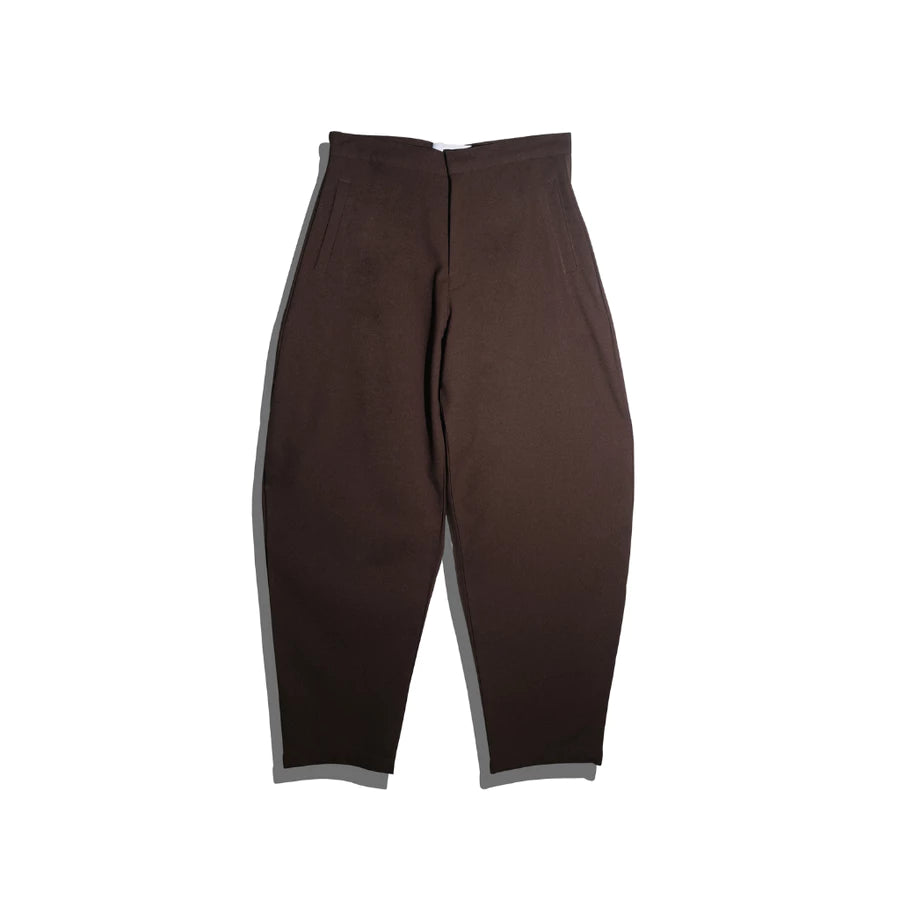 Brown barrel pants by Rashawl on a white background