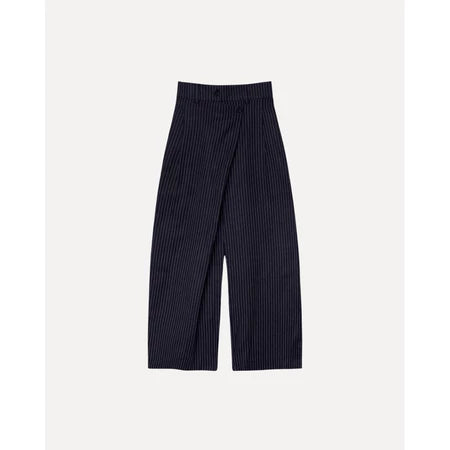 Black striped Maima pants on a light gray background