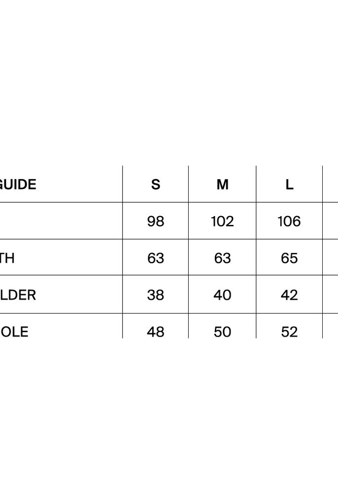 A size guide table for Lybe Top by Jenna & Kaia showing measurements for S, M, L, and XL sizes, including bust, length, shoulder, and armhole, on a plain white background.