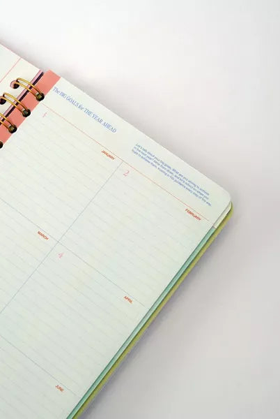 Open planner on a white background
