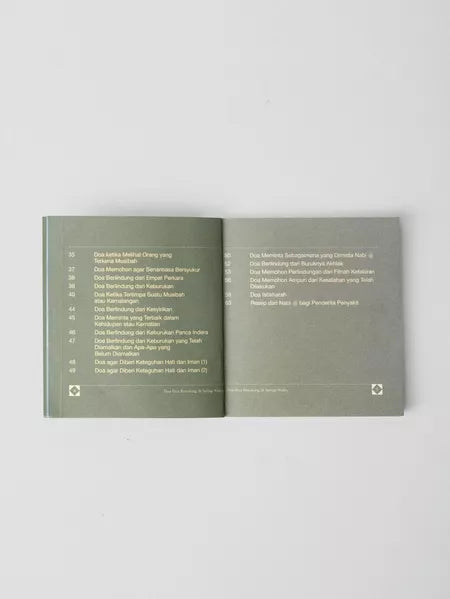 Open book with text on a light gray background