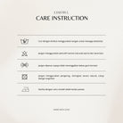 Care instruction sheet for Lishawl by BWBYAZ with icons and text on a light background