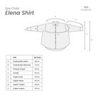 Size chart for Elena Shirt by Mistyvori with measurements in centimeters.