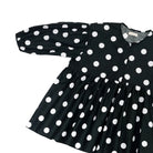 Black dress with white polka dots by Yestoday on a white background