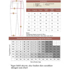 Gemma pants size chart with measurements and height-weight chart for clothing fit.