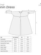 Measurement chart for a Hanin Dress by Mistyvori with dimensions labeled