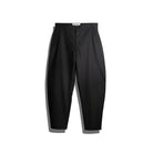 Black barrel pants by Rashawl on a white background