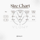 Size chart for clothing with measurements in centimeters, branded 'Vlowy'.