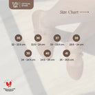 Size chart for ballet flatshoes with measurements in centimeters, featuring tutu toe brand.