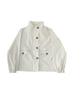White jacket with button details by Abame on a white background
