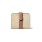 A closed brown bifold wallet from purotti with a textured surface, displayed against a solid background.