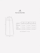 Measurement chart for Nura Pencil Skirt by Swifter with size options and dimensions.