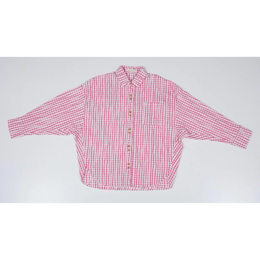 Red and white checkered oversized shirt by Yestoday on a white background