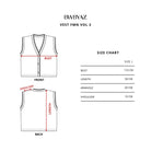 Measurement chart for a vest FMN vol. 2 with dimensions labeled, featuring the brand BWBYAZ.