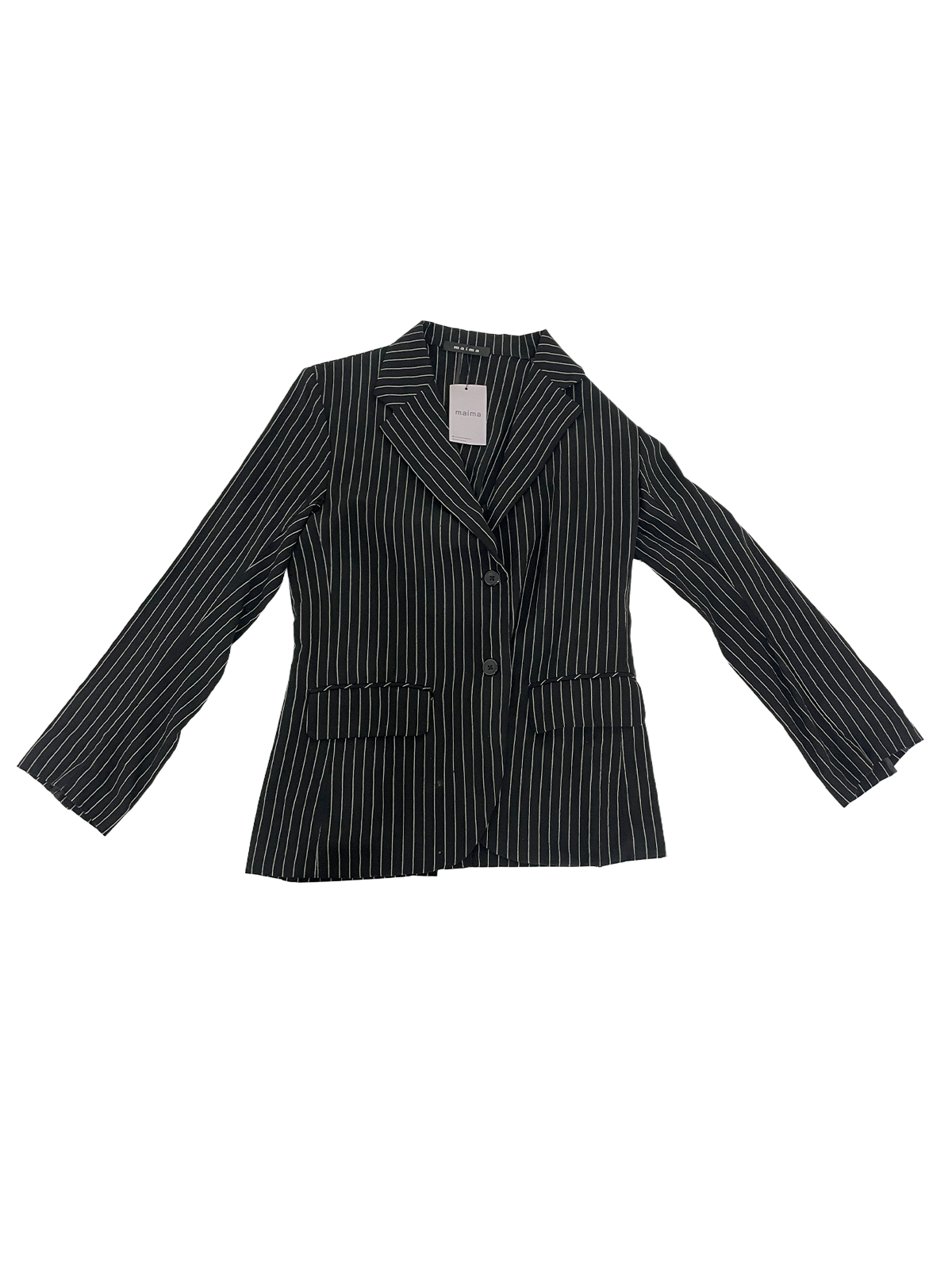Black pinstripe Maima blazer on a white background