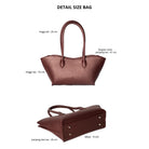 Burgundy Zuri Bag by Prior with dimensions labeled on a white background